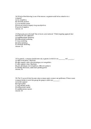 Segmentation, Targeting, and Positioning Answer Key Part 2