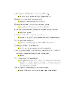 Chapters 1 and 2 Quiz Social Problems Study guide