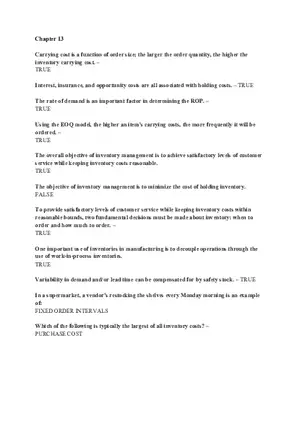 Operations and Supply Chain Management Chapter 13,14,15,17 HW Solutions