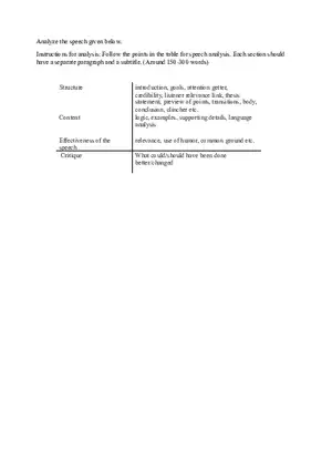 Sample Speech Analysis for Quiz