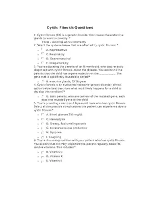 Cystic Fibrosis Questions