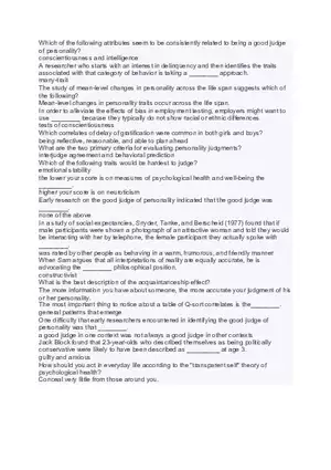 Personality Psychology Study Materials