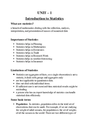 Business Statistics Full Notes