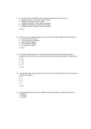 Price Elasticity of Demand and Supply Answer Key Part 2