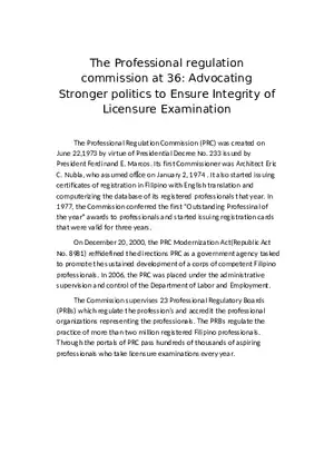 The Professional Regulation Commission