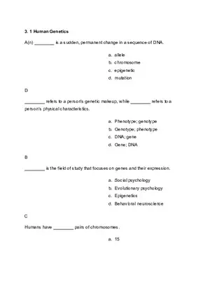 Biopsychology - Practice Test Answers