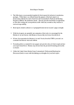 USMC Book Report Template