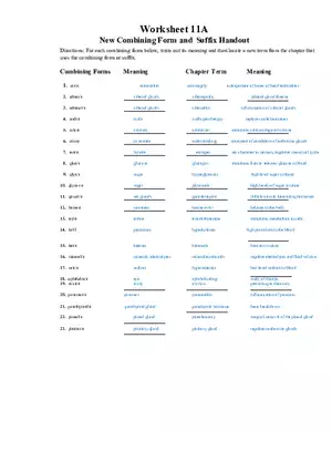 New Combining Form and Suffix Handout Answers