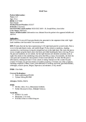 SOAP Carpal Tunnel Syndrome