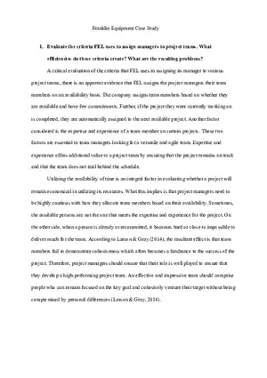 Franklin Electronics Case Study