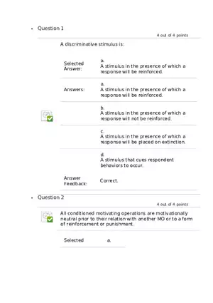 Advanced Concepts in Applied Behavior Analysis 1-13 Answers