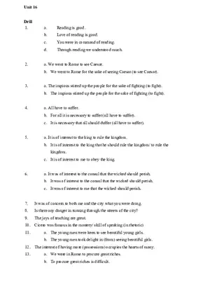 Answer Key for Latin. An Intensive Course Part 9