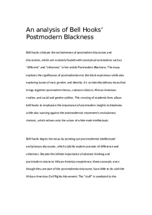 An Analysis of Bell Hooks Postmodern Blackness