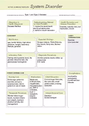 Type 1 and Type 2 Diabetes - Concept Map