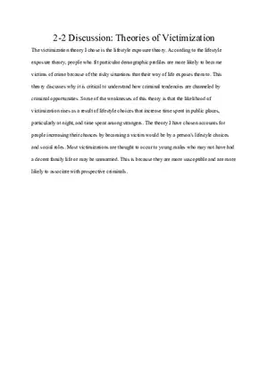Discussion Theories of Victimization
