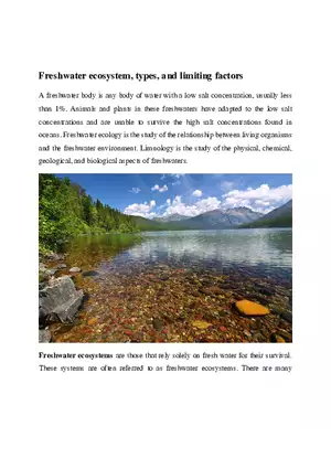 Freshwater Ecosystem, Types, and Limiting Factors