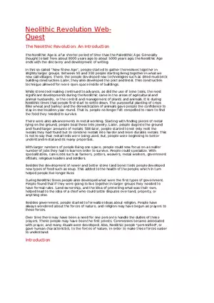 Paleolithic vs. Neolithic