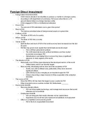 Foreign Direct Investment