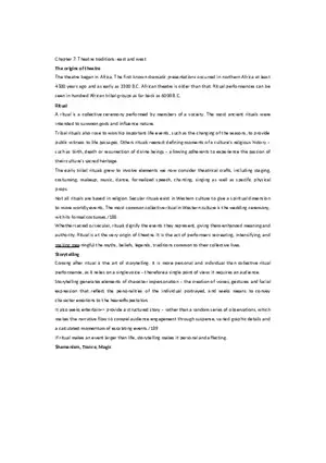 Theatre Traditions East and West - Lecture Notes