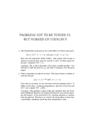 Problems Not to Be Turned In, But Worked On Your Own