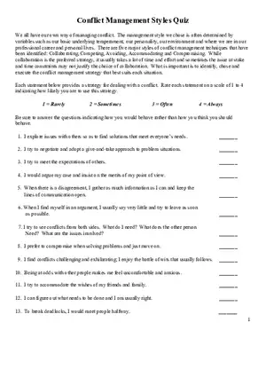 Conflict Management Styles Quiz