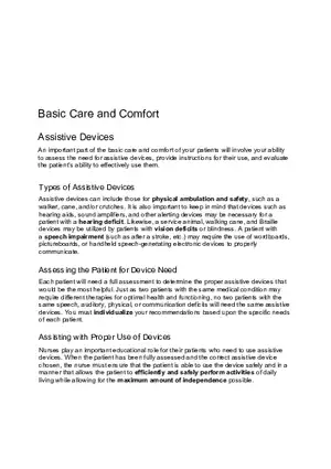 Assistive Devices - Basic Care and Comfort