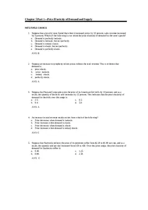 Price Elasticity of Demand and Supply Answer Key Part 1