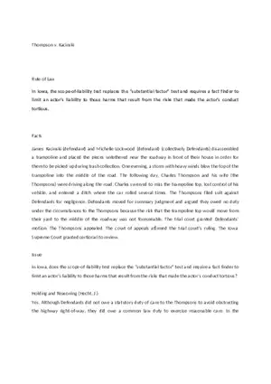 Thompson v. Kacinski - Spann Tort Law Case Brief