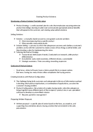 Marketing - Creating Product Solutions