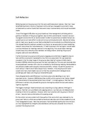 SELF Reflection Group Work