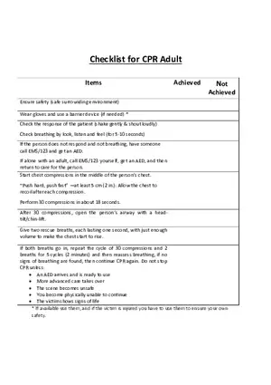 Check List CPR Adult
