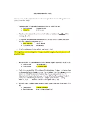 How the Earth Was Made Worksheet