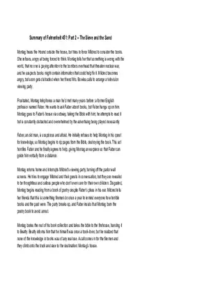 Summary of Fahrenheit 451 Part 2 – The Sieve and the Sand