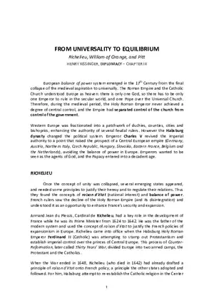 Henry Kissinger, Diplomacy (Chapter 3) - Summary