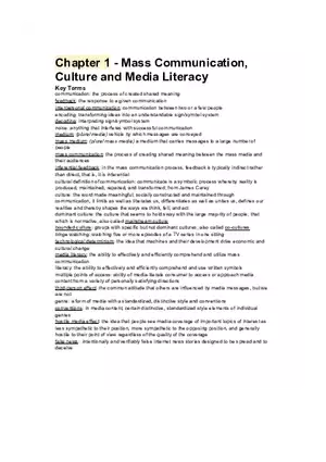 Mass Communication, Culture and Media Literacy Guide
