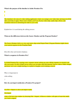 Adobe Premiere Pro Work Sheet (Finished)