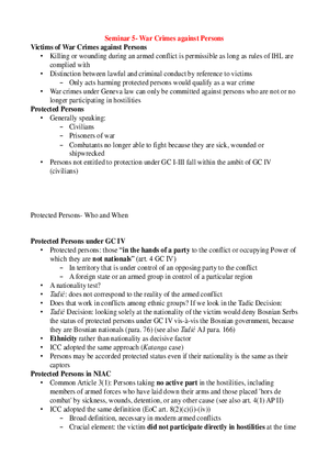 Seminar 5- War Crimes against Persons