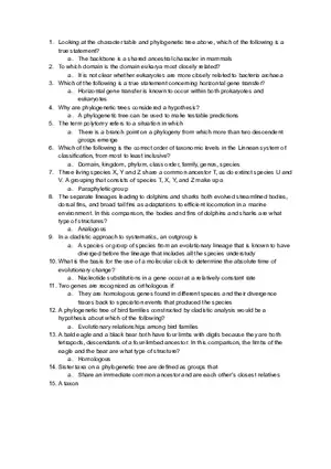 Evolutionary Relationships Through Character Tables and Phylogenetic Trees