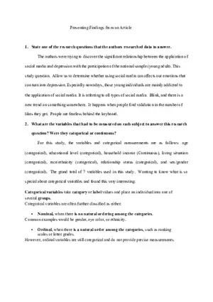 Presenting Findings From An Article