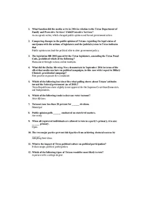 State and Local Government Exam 2 Quiz