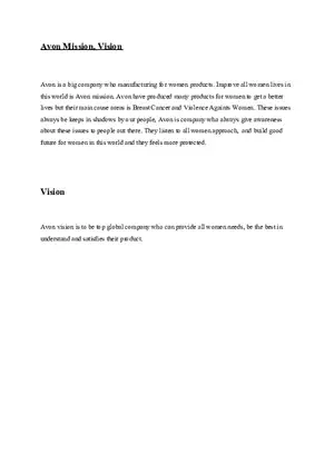 Avon Mission and Vision