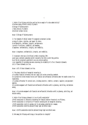 Managerial Accounting 10 Answers