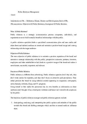 Unit 1 Public Relations Management Part 1