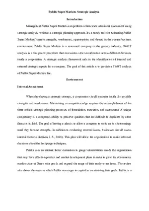 Publix Super Markets Strategic Analysis