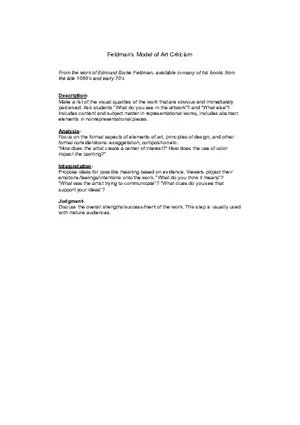 Feldman's Model of Art