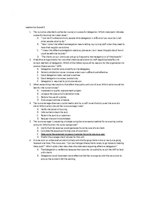 Leadership and Management Exam 2 Test Bank