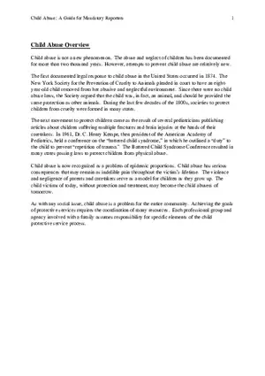 Child Abuse - A Guide for Mandatory Reporters Part 1