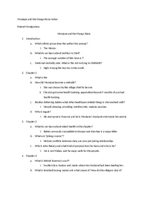 Monique and the Mango Rains Notes