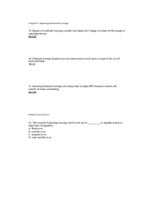 Operating and Financial Leverage Assignment Part 4