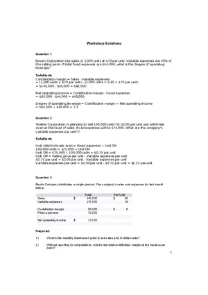 Management Accounting Solutions Week 5